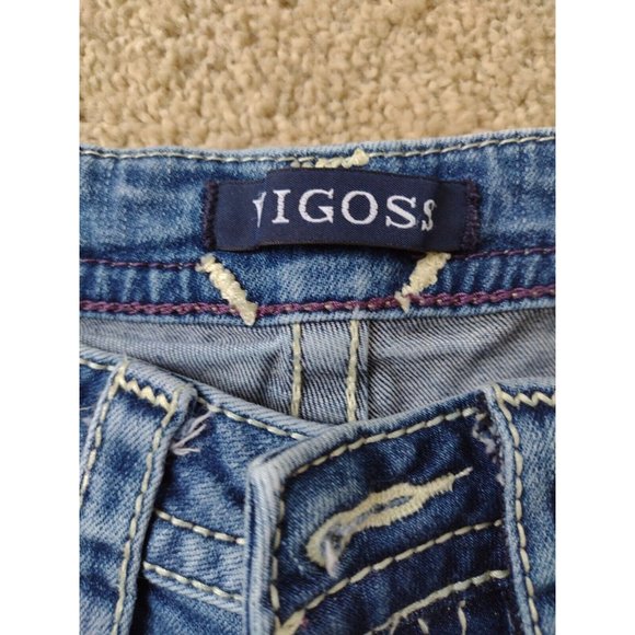 Vigoss Heritage Fit Embroidered Pocket Women's Blue Denim Shorts Size 4 Rise 9" - Picture 4 of 8